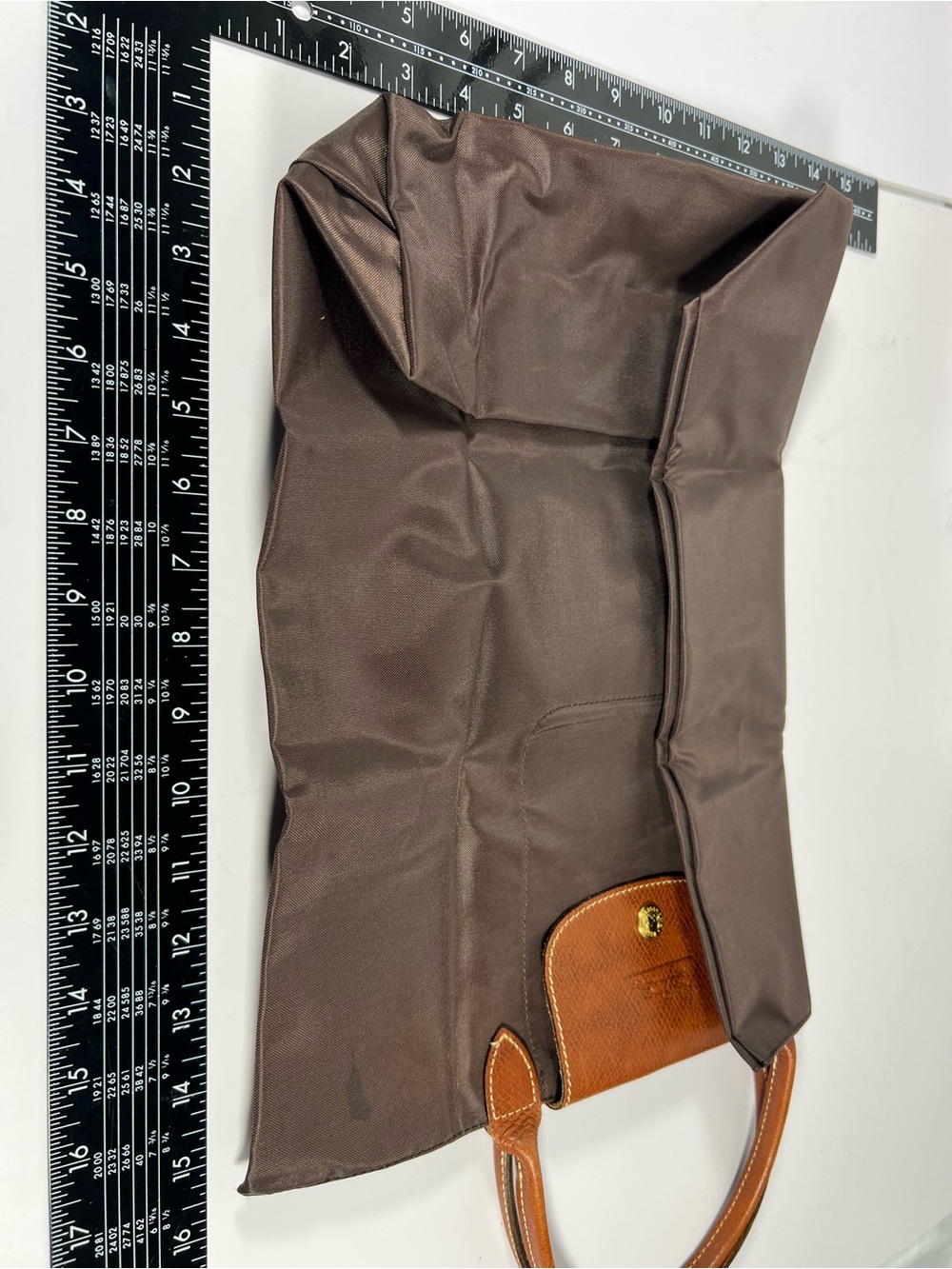3091: Longchamp Le Pliage Brown Nylon Foldable Tote Bag Large - Picture 5 of 10
